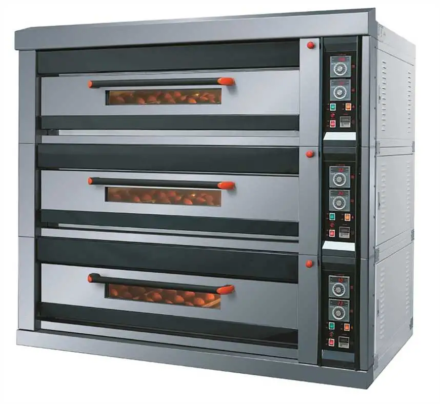 Three Compartment Aluminum Plate Chamber Bakery Equipment Bread Baking Gas Deck Bread Baking Oven